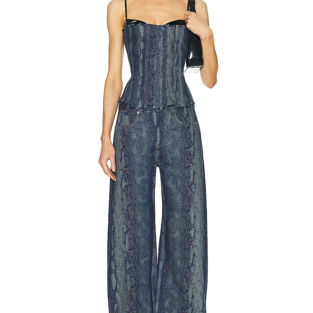 Priscavera snake print denim jeans